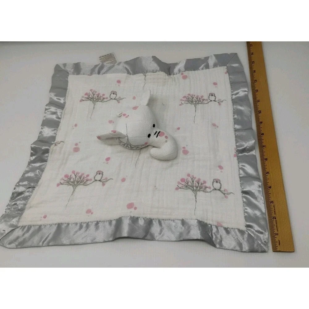 Aden Anais Elephant Owl Lovey Security Blanket Gray Satin Edges‎ SEE DESCRIPTION